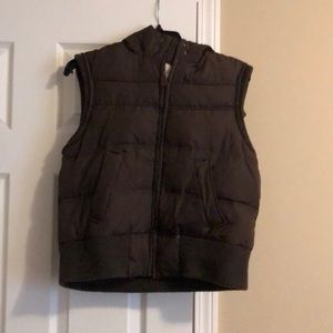 Brown fluffy zip up with a hood